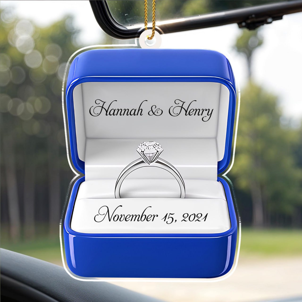 Célébrer notre amour éternel avec une élégante bague de fiançailles – Décoration acrylique personnalisée, cadeau de Noël – CPL126_ACO