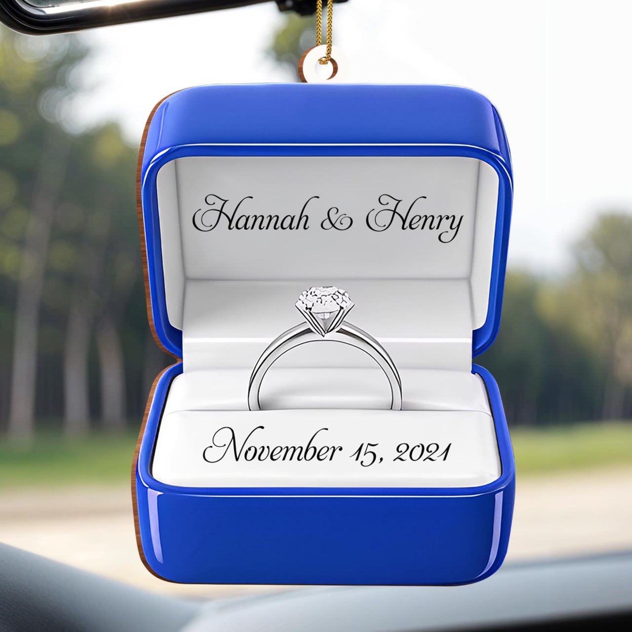 Celebrate Love And Commitment With Customized Engagement Ring Box - Personalized Custom Wood Ornament, Custom Shaped - CPL126_WDO