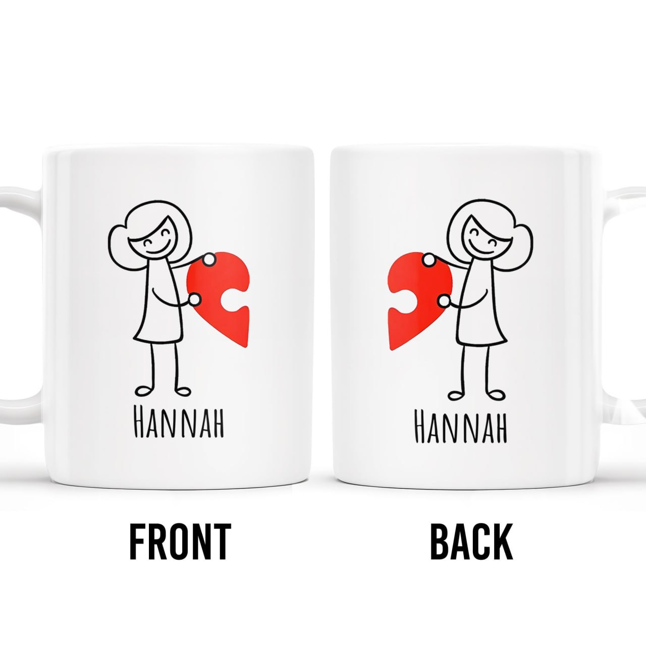 Connecting Hearts Puzzle Heart Design - Personalized Custom Coffee Mug - CPL148_MG