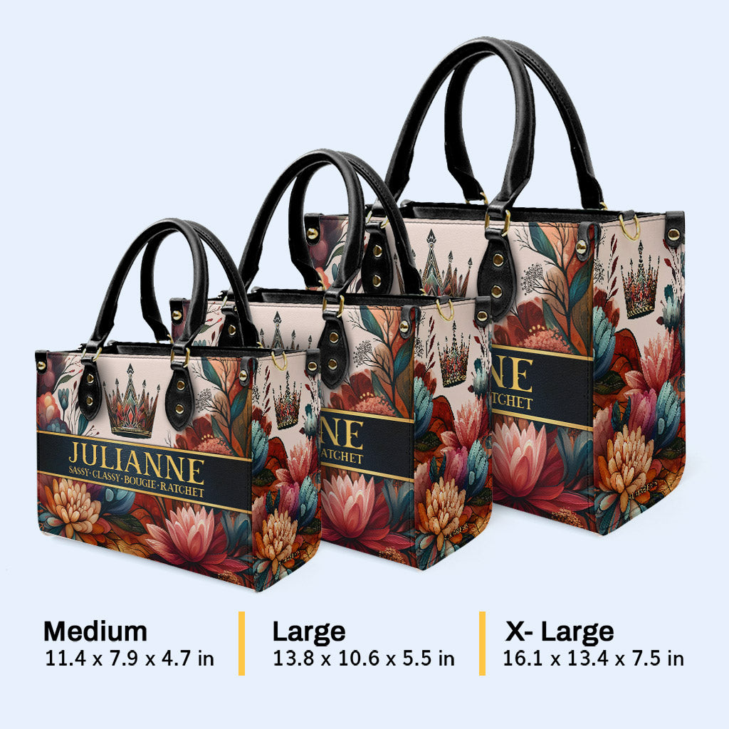 Queen Flowers - Personalized Custom Leather Handbag - queen02flowers