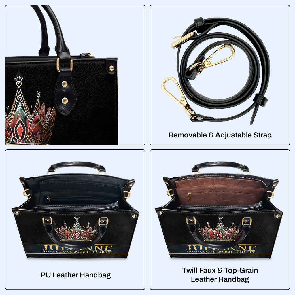 Queen Black - Bolso de mano de cuero personalizado - queen02black