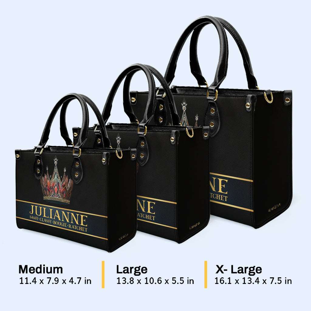Queen Black - Bolso de mano de cuero personalizado - queen02black