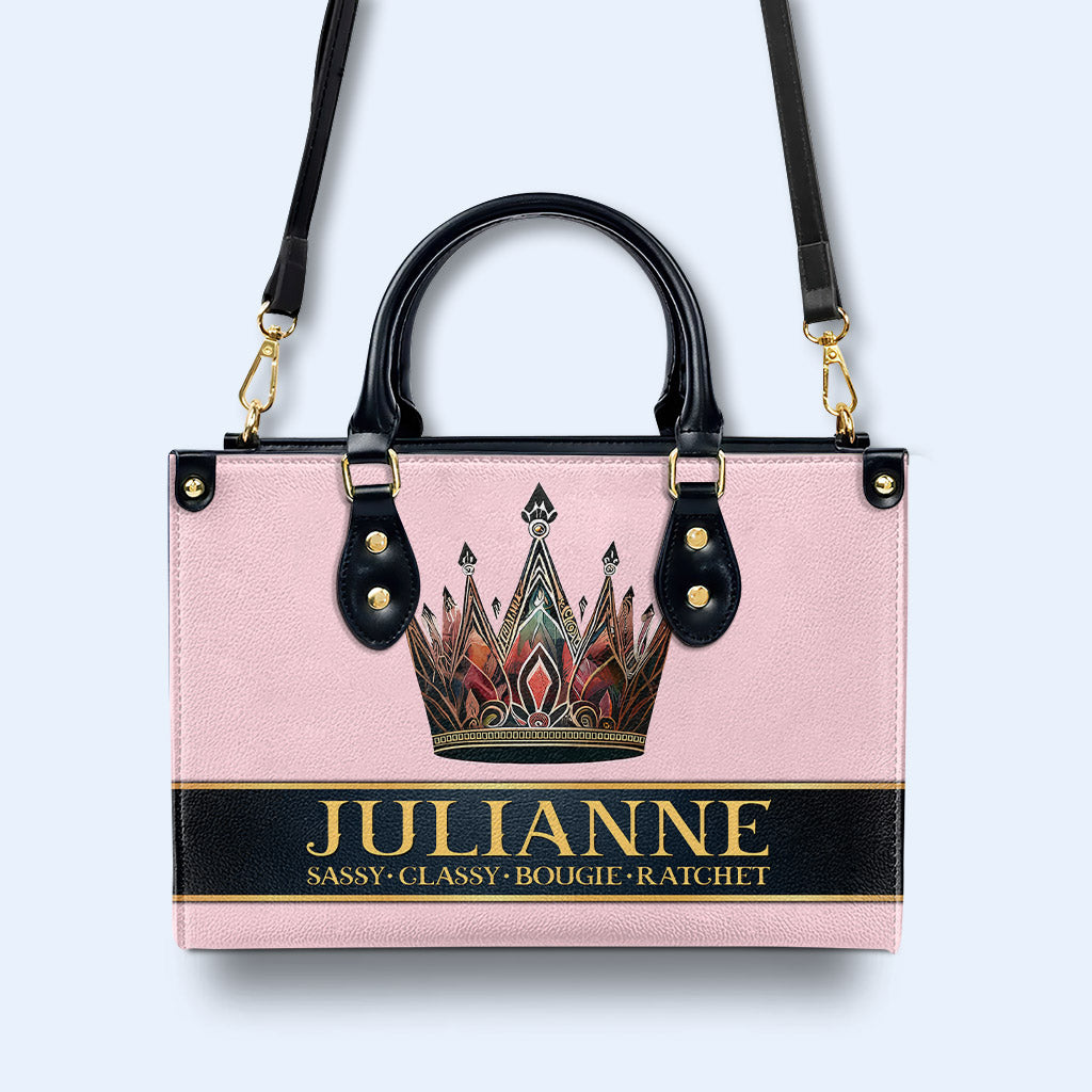 Queen Pink - Personalized Custom Leather Handbag - queen02pink