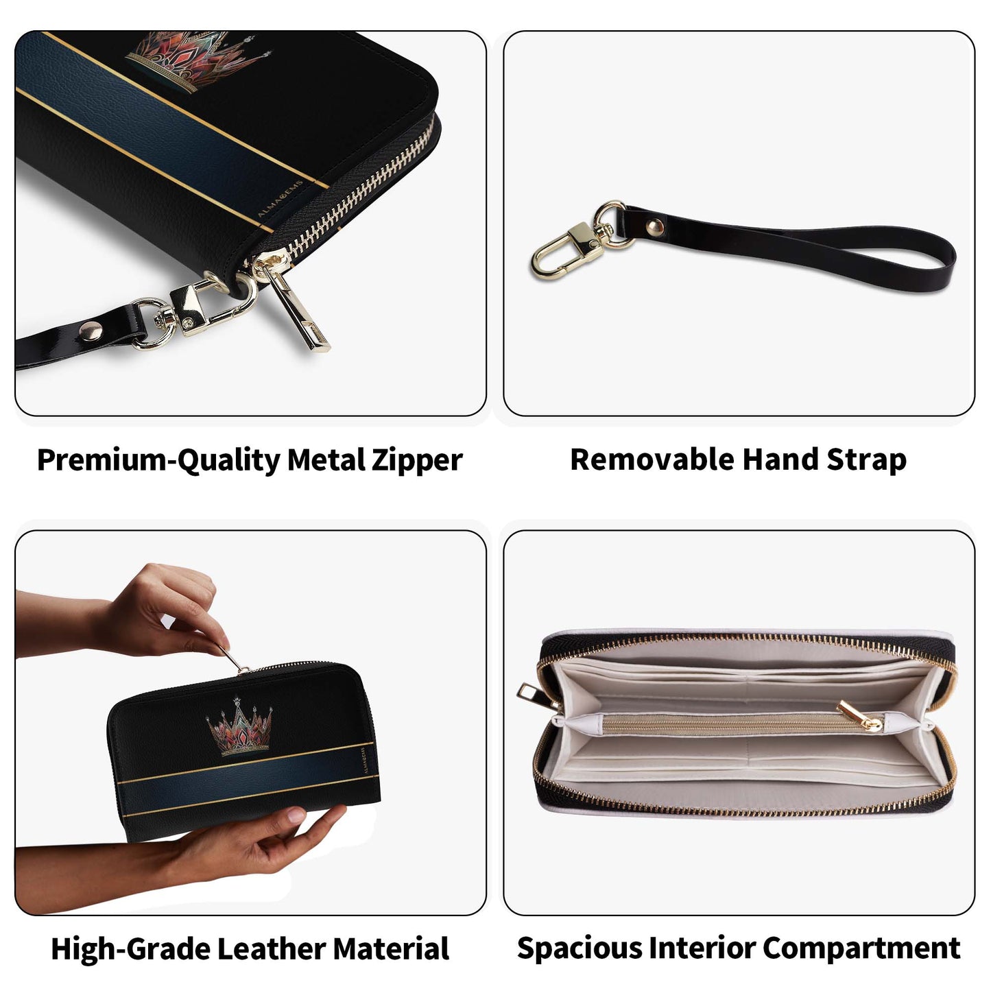 Queen Black - Women Leather Wallet - queen02blackWL