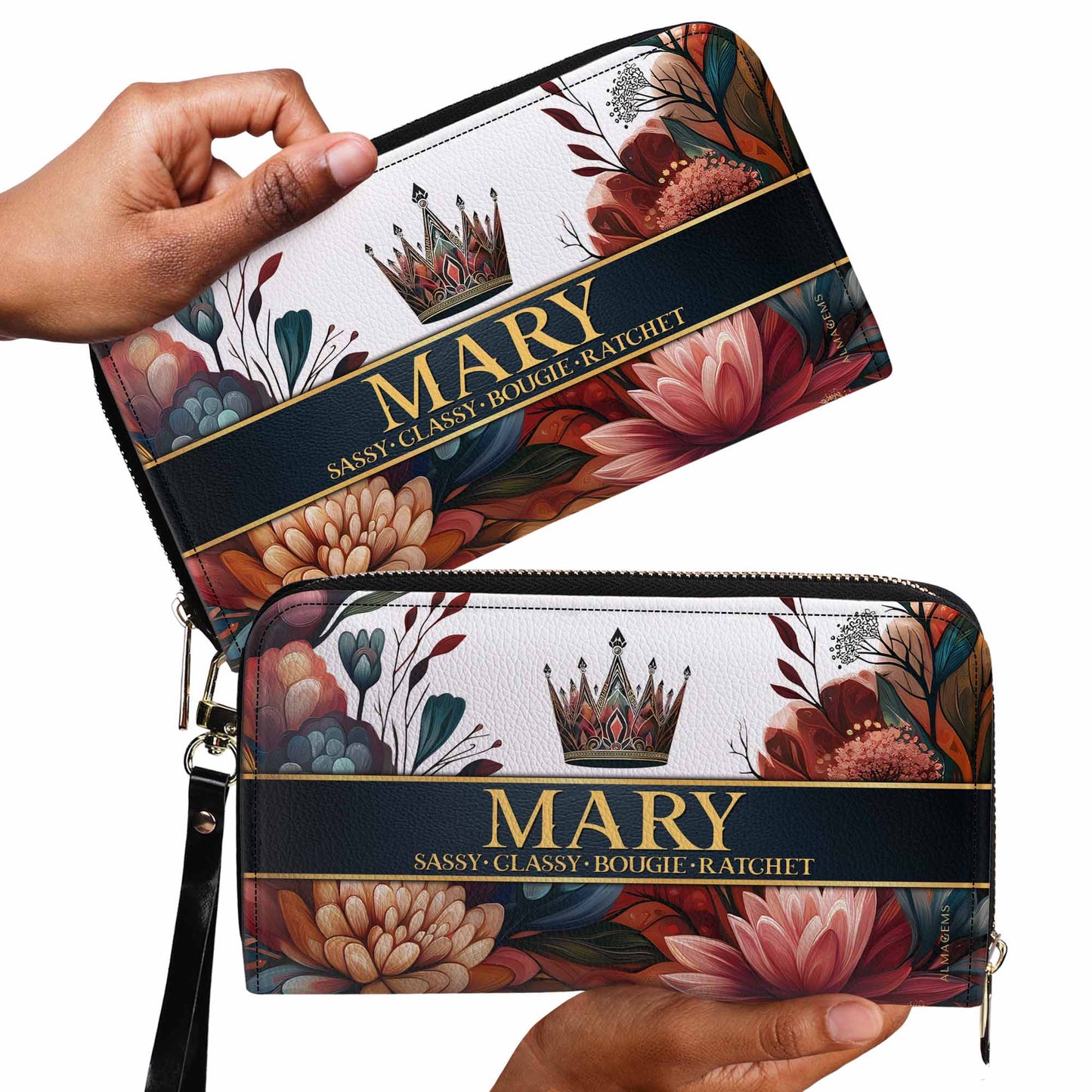 Queen Flowers - Women Leather Wallet - queen02flowersWL
