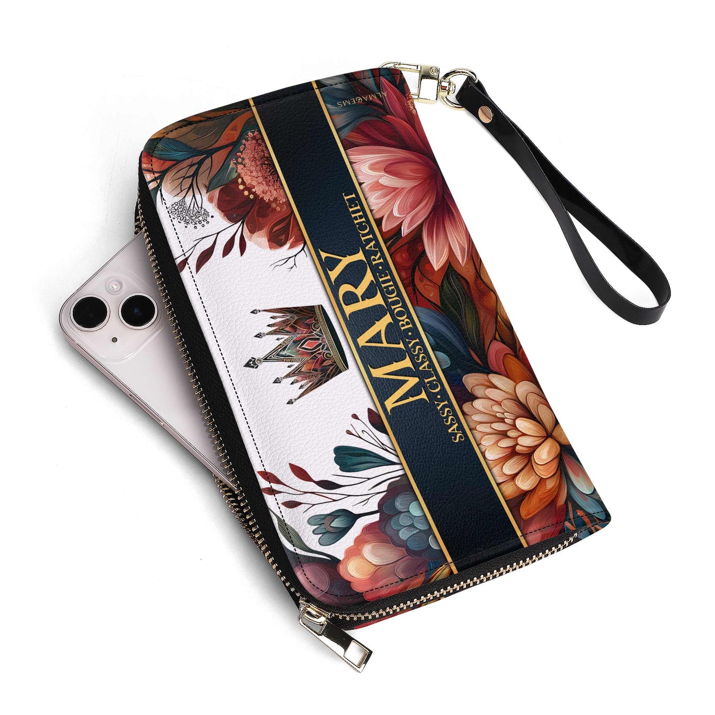 Queen Flowers - Women Leather Wallet - queen02flowersWL