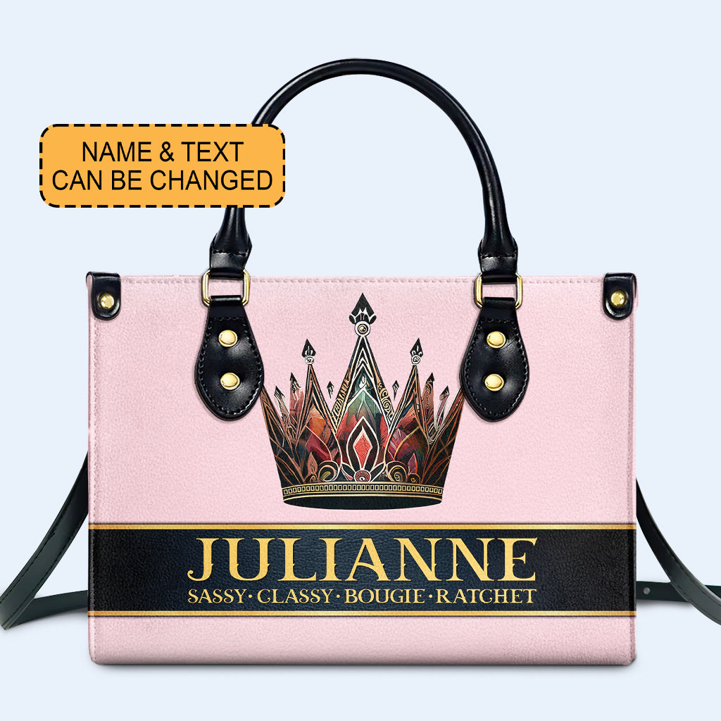 Queen Pink - Personalized Custom Leather Handbag - queen02pink