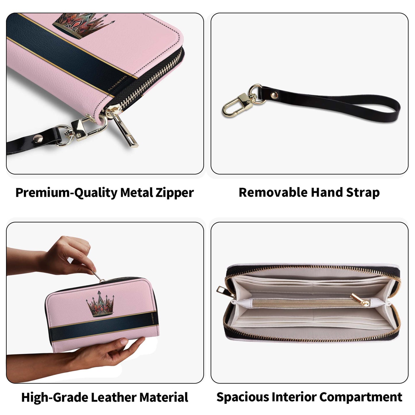 Queen Pink - Women Leather Wallet - queen02pinkWL