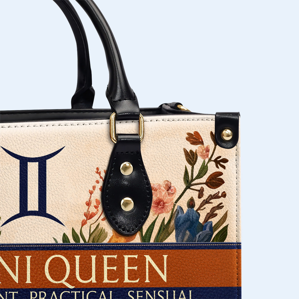Flores de la reina del zodíaco: bolso de mano de cuero personalizado - queen06flowers