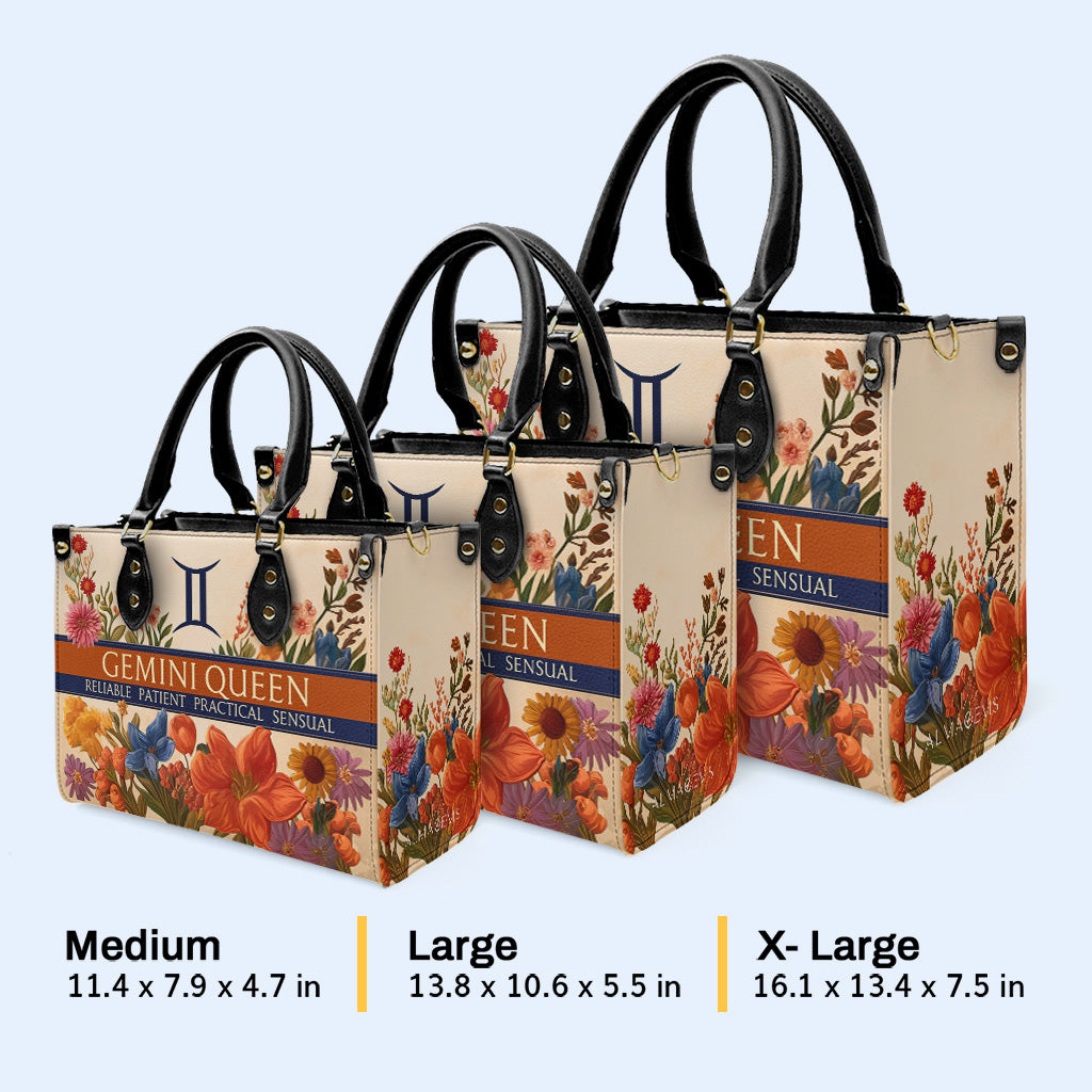 Flores de la reina del zodíaco: bolso de mano de cuero personalizado - queen06flowers