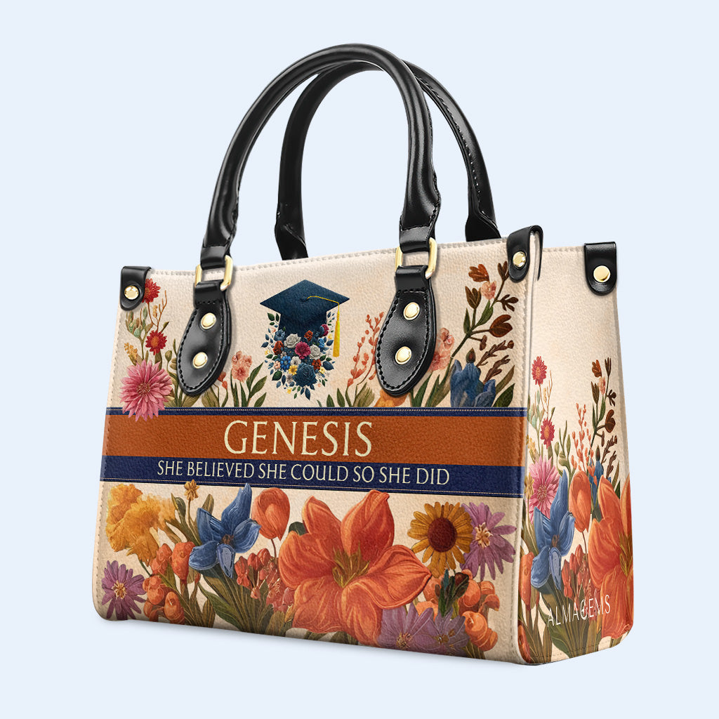 Flores de la reina del zodíaco: bolso de mano de cuero personalizado - queen06flowers