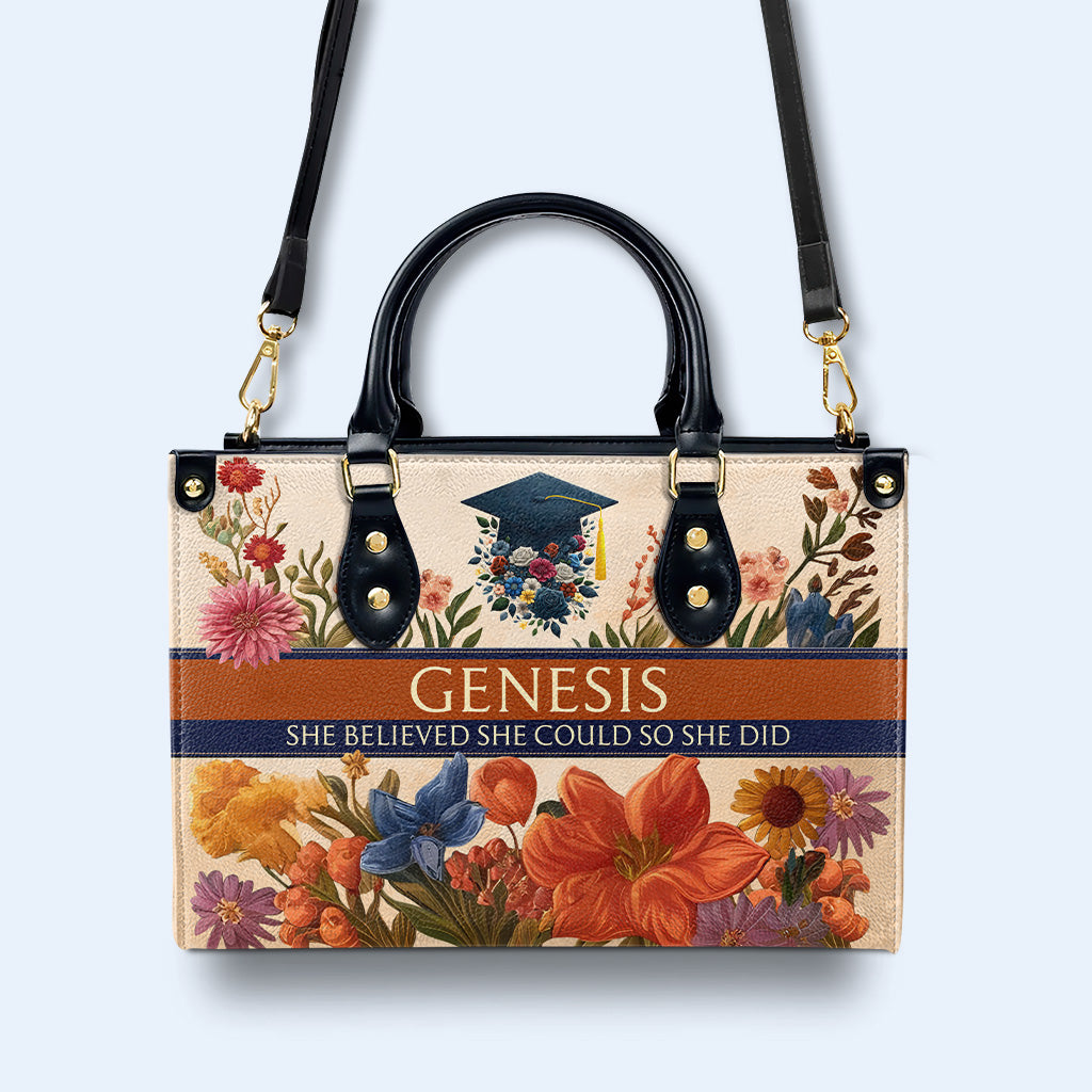 Flores de la reina del zodíaco: bolso de mano de cuero personalizado - queen06flowers