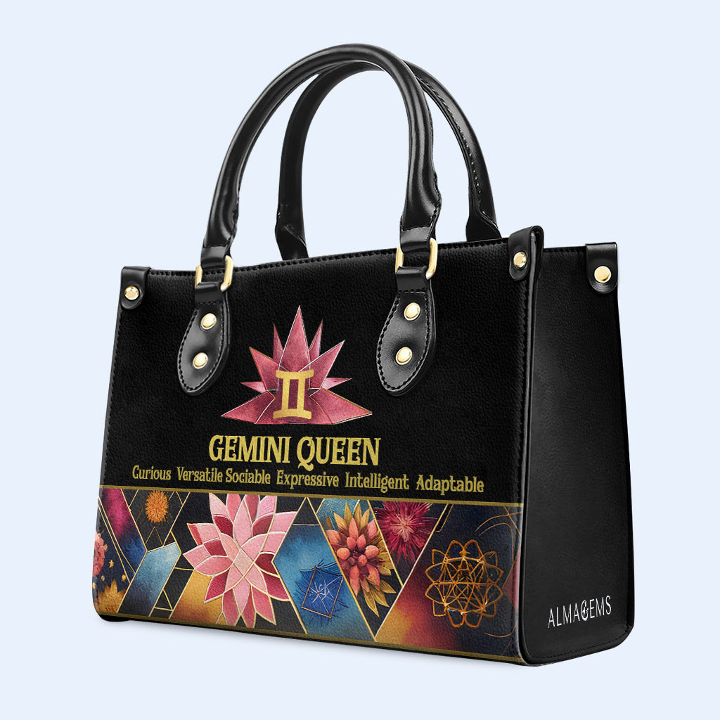 Zodiac Queen Black 08 - Bolso de mano de cuero personalizado - queen08black