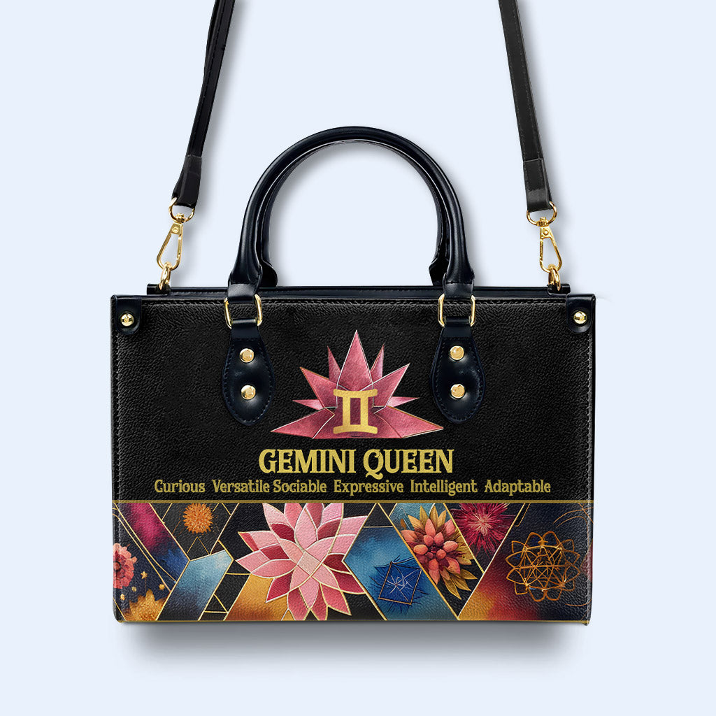 Zodiac Queen Black 08 - Bolso de mano de cuero personalizado - queen08black