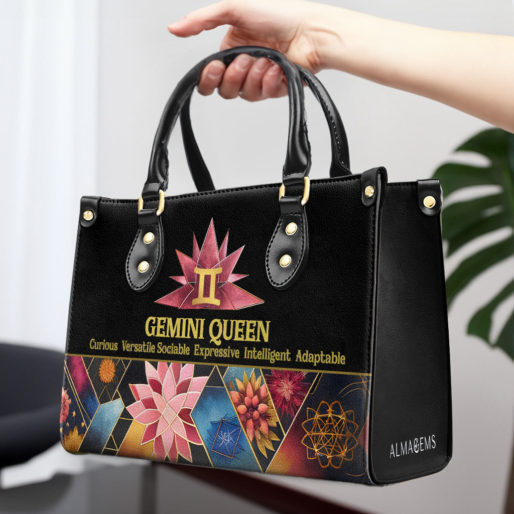 Zodiac Queen Black 08 - Bolso de mano de cuero personalizado - queen08black