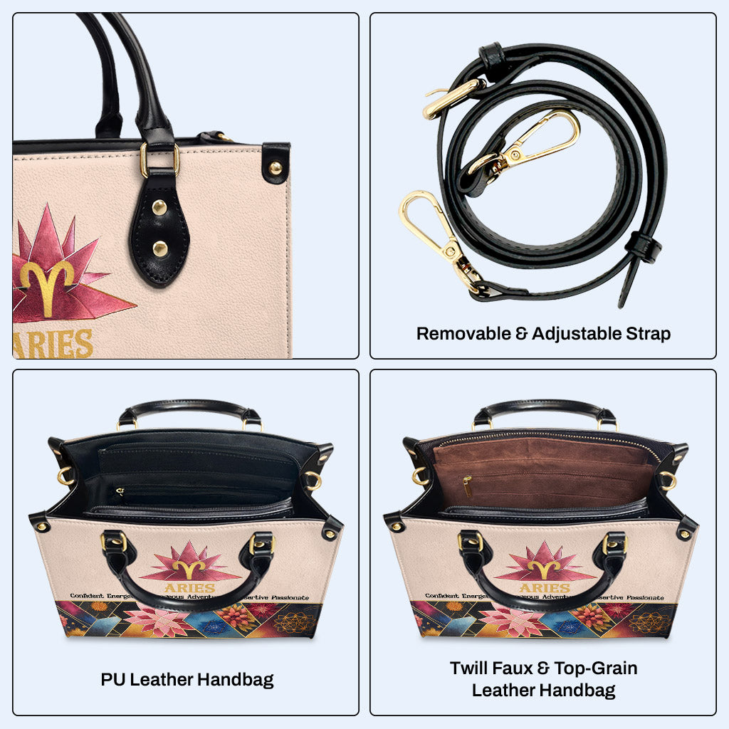 Reina del Zodíaco Flores 08 - Bolso de mano de cuero personalizado - queen08flowers