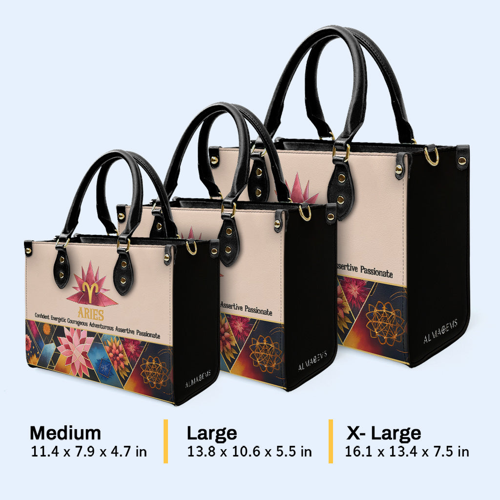 Reina del Zodíaco Flores 08 - Bolso de mano de cuero personalizado - queen08flowers