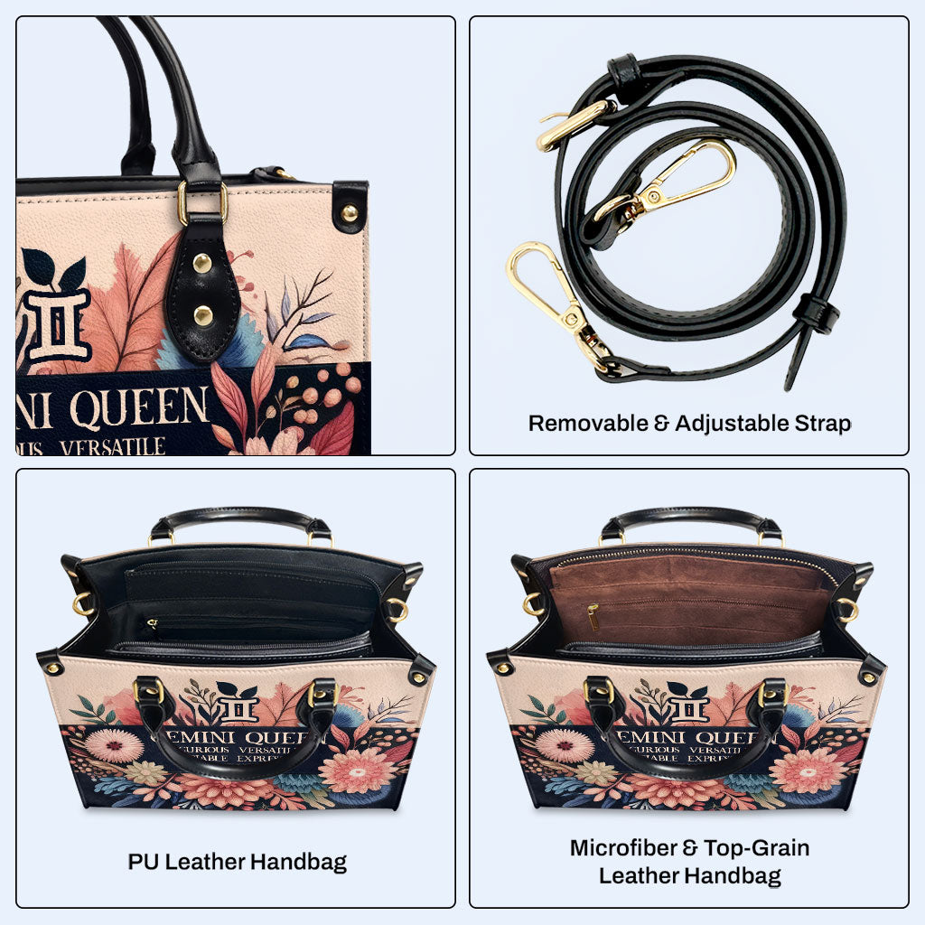 Reina del Zodíaco Flores 10 - Bolso de mano de cuero personalizado - queen10flowers