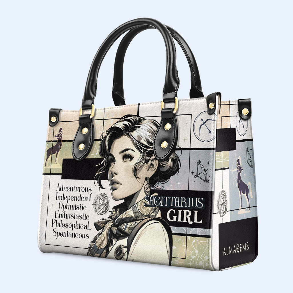 Fille Sagittaire 03 - Sac à main en cuir personnalisé - z_sag03