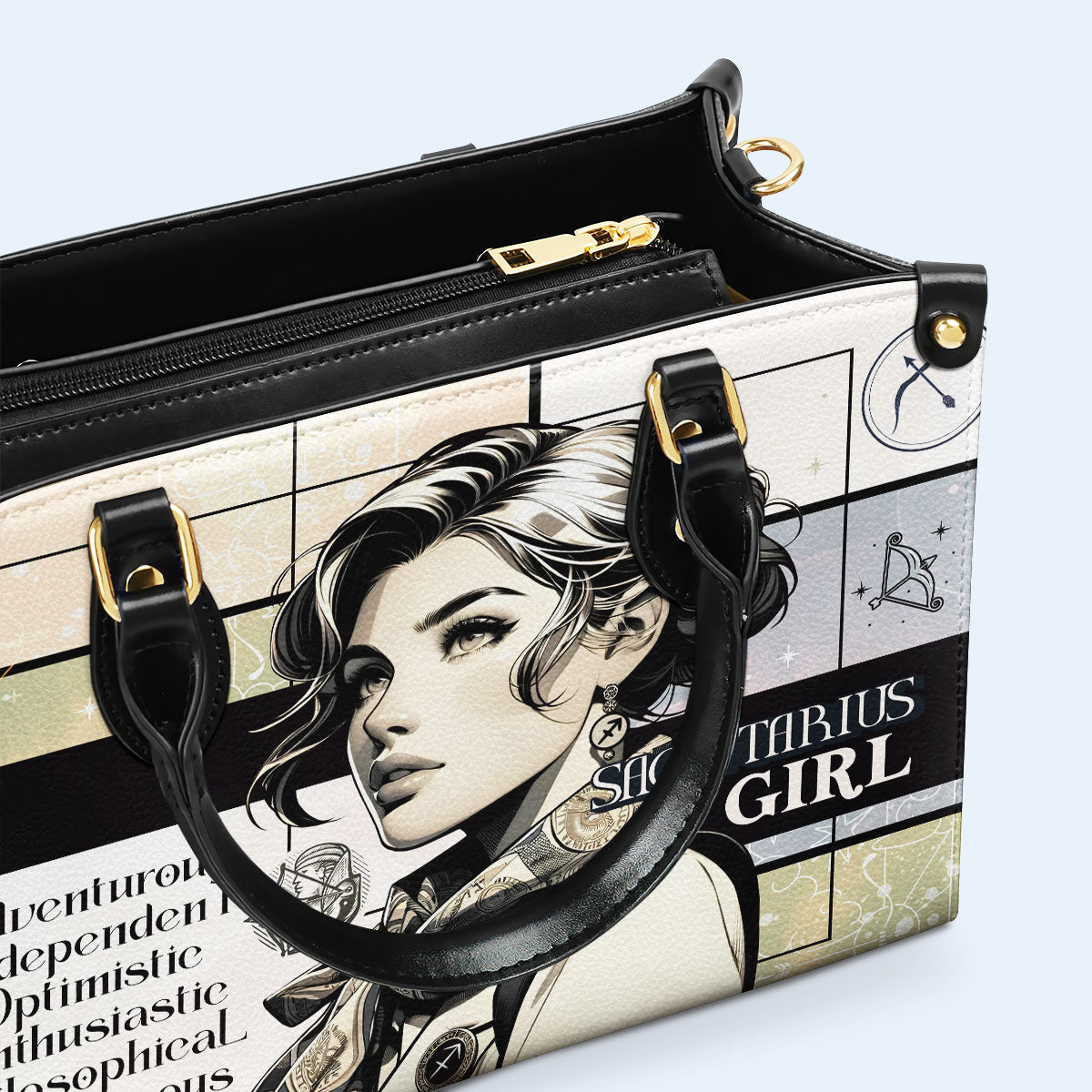 Fille Sagittaire 03 - Sac à main en cuir personnalisé - z_sag03