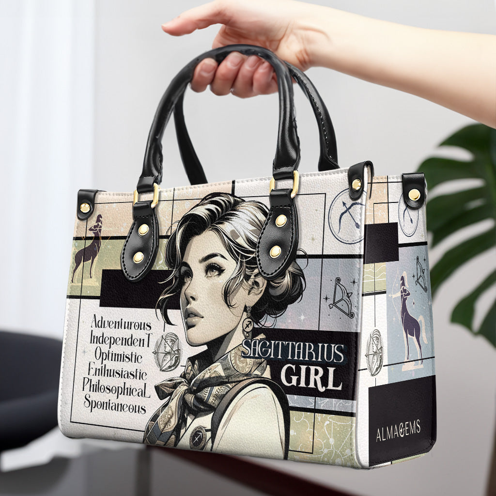 Fille Sagittaire 03 - Sac à main en cuir personnalisé - z_sag03