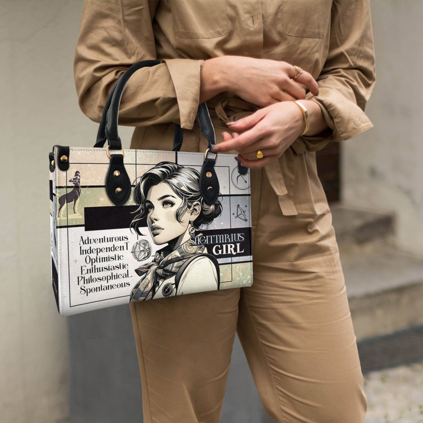 Fille Sagittaire 03 - Sac à main en cuir personnalisé - z_sag03
