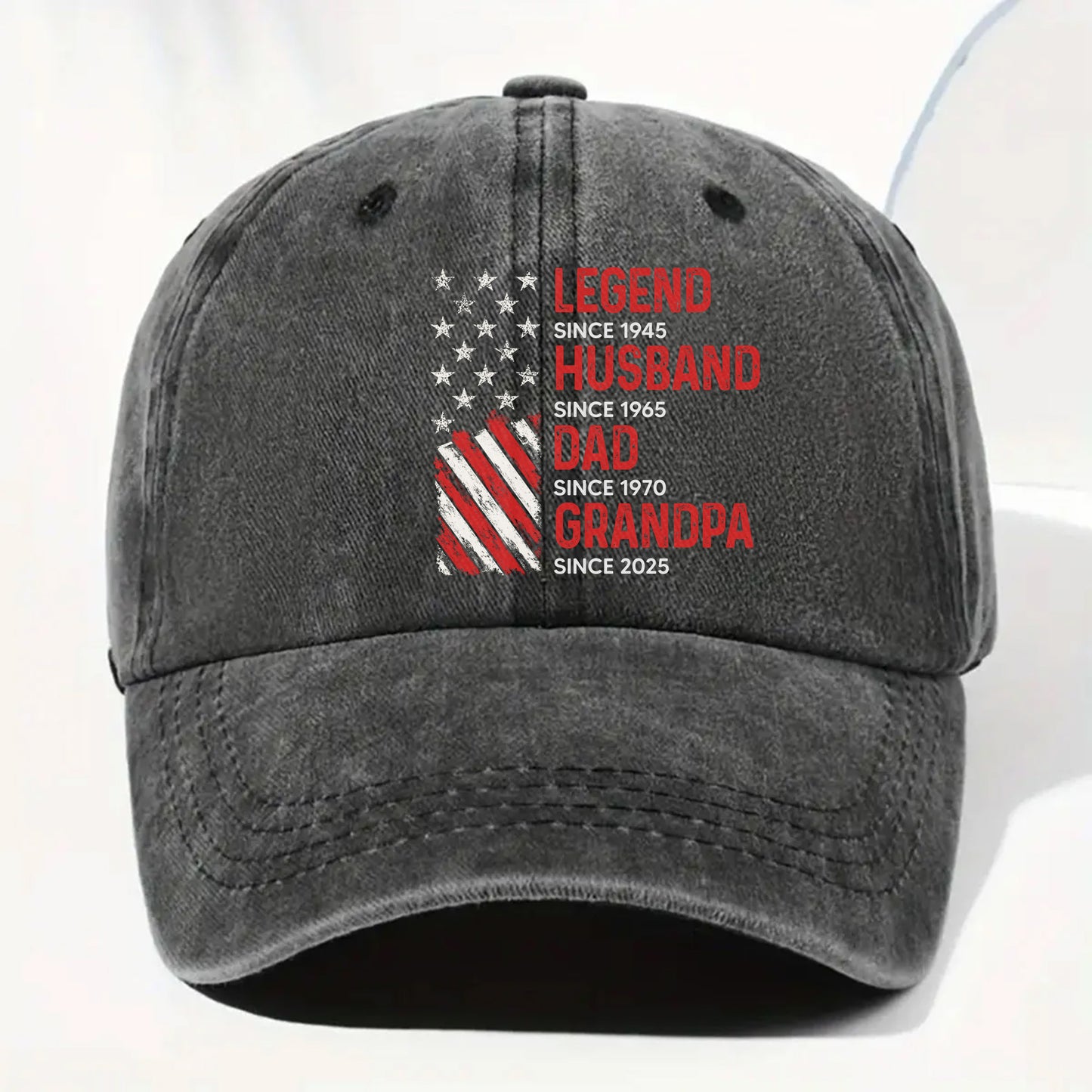 Leyenda desde que es esposo, papá y abuelo con bandera canadiense - Gorra de mezclilla lavada personalizada - GRP043_WDCAP