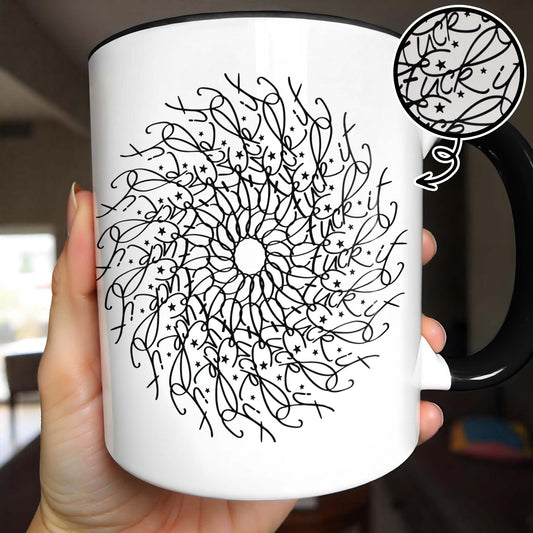 Intricate Floral Mandala Design Mug - Personalized Custom Accent Mug - FAM359_AMUG