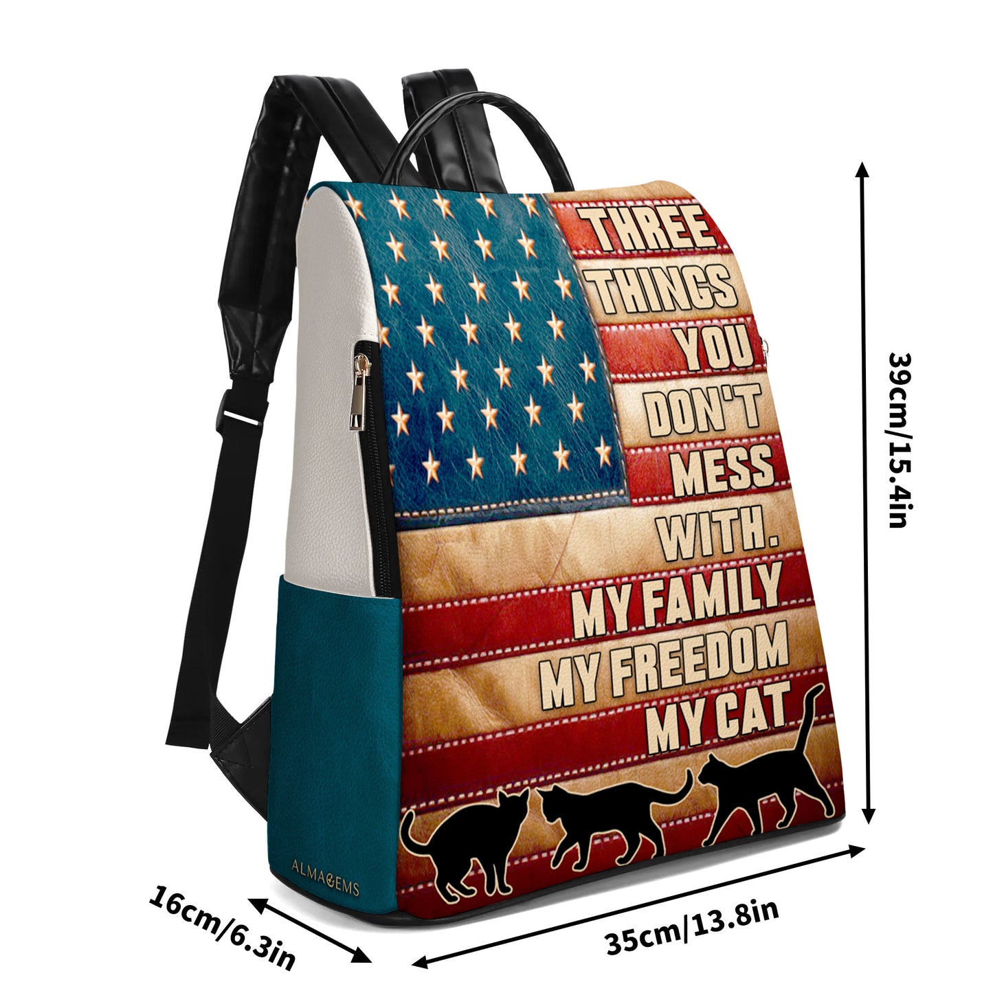 Tres cosas con las que no te metas: mochila de cuero personalizada - BP_CAT03