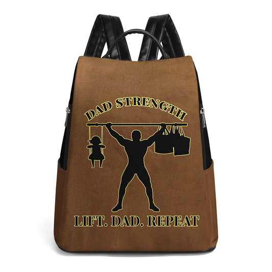 DAD STRENGTH - Personalized Custom Leather BackPack - BP_FN12