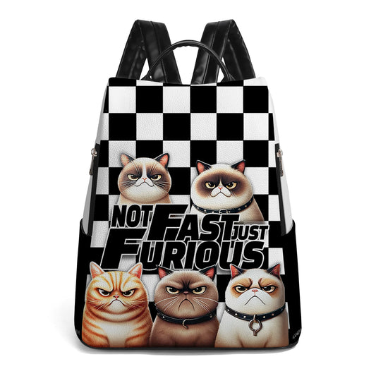 No es rápido, solo furioso: mochila de cuero personalizada - BP_CAT05