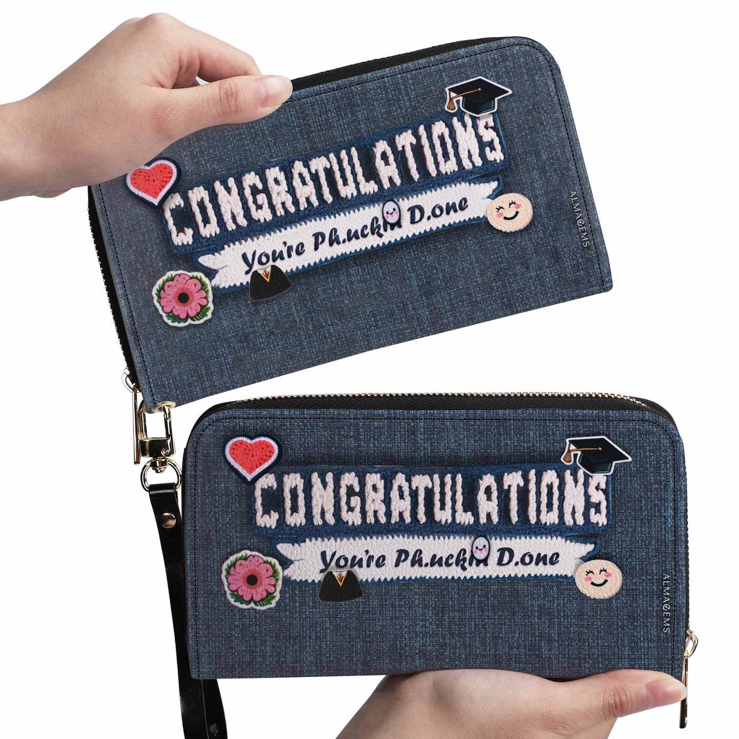 FÉLICITATIONS. Tu es Ph.uckin D.one - Portefeuille en cuir pour femme - WW05