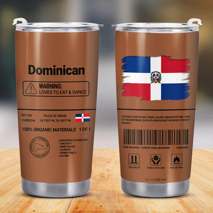 Dominican Nutrition Facts - Personalized Custom Stainless Steel Tumbler 20oz 30oz - HS060_TB