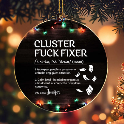 Décoration de Noël « Expert en résolution de problèmes, génie calme » – Décoration acrylique personnalisée, cadeau de Noël – COL009_ACO