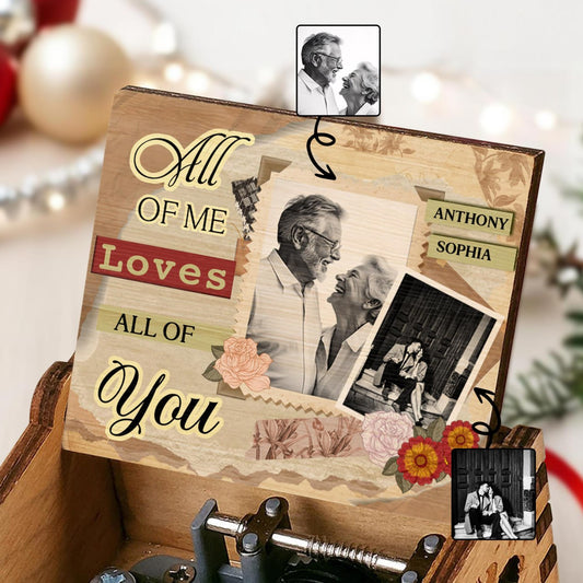 All Of Me Loves All Of You, Flowers and Vintage Photos - Custom Music Box With "You Are My Sunshine" Tune - CPL240_MZB