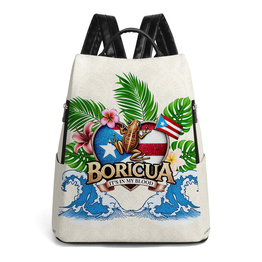 BORICUA. LO LLEVO EN LA SANGRE - Mochila de Cuero Personalizada - LA023_BP