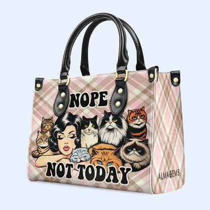 Non. Pas aujourd'hui ! Sac à main en cuir personnalisé pour les amoureux des chats - LL20