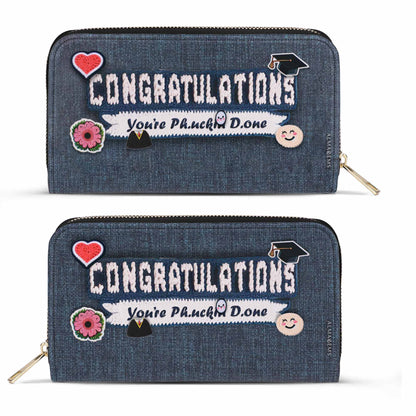 FÉLICITATIONS. Tu es Ph.uckin D.one - Portefeuille en cuir pour femme - WW05