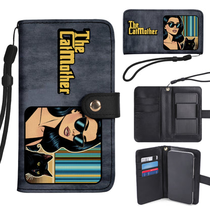 Portefeuille en cuir personnalisé pour téléphone avec motif animalier et texte - QCUSTOM09PW