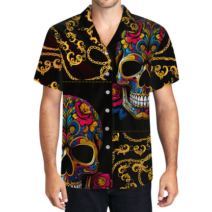 Élégantes chaînes de crânes – Chemise hawaïenne unisexe personnalisée – ME011_HW