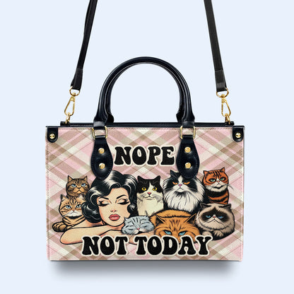 Non. Pas aujourd'hui ! Sac à main en cuir personnalisé pour les amoureux des chats - LL20