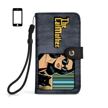 Portefeuille en cuir personnalisé pour téléphone avec motif animalier et texte - QCUSTOM09PW