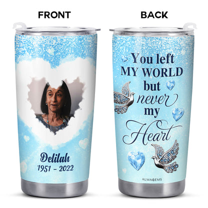 Tu as quitté mon monde, mais jamais mon cœur ! Gobelet personnalisé en acier inoxydable 20 oz 30 oz - TB_FM07
