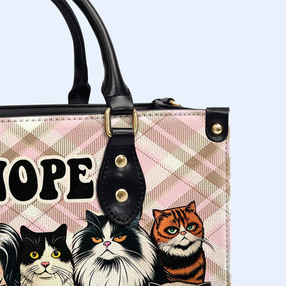 Non. Pas aujourd'hui ! Sac à main en cuir personnalisé pour les amoureux des chats - LL20