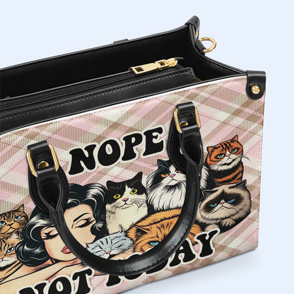 Non. Pas aujourd'hui ! Sac à main en cuir personnalisé pour les amoureux des chats - LL20