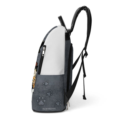 The Cat Father - Personalized Custom Leather BackPack - BP_CAT09