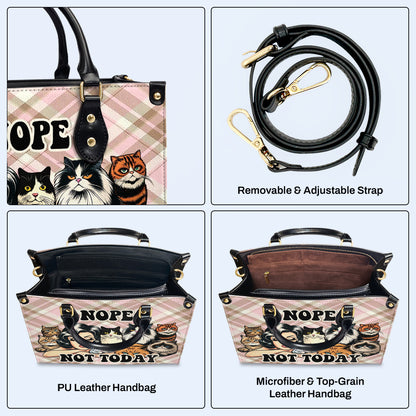 Non. Pas aujourd'hui ! Sac à main en cuir personnalisé pour les amoureux des chats - LL20