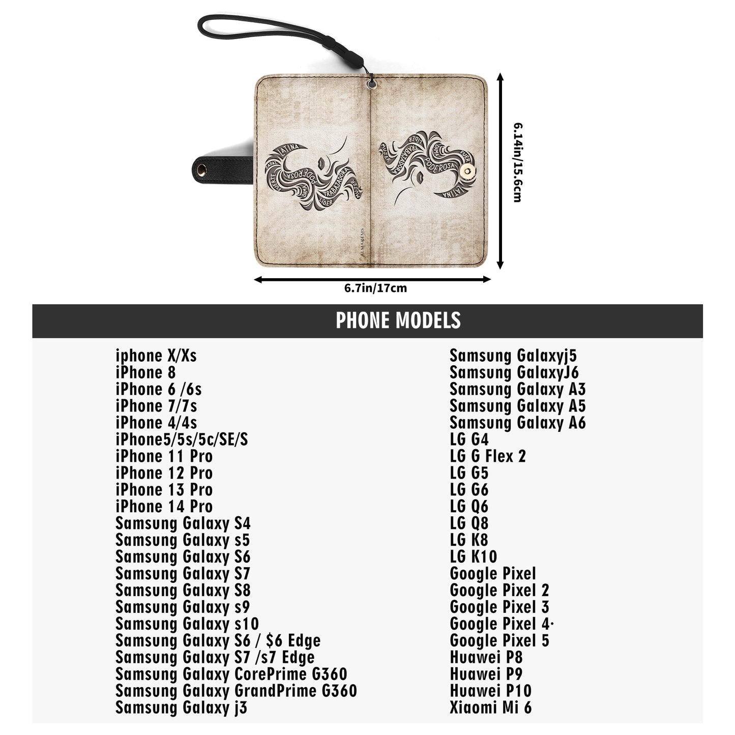 Cartera de cuero personalizada para teléfono de chica latina - HG36PW