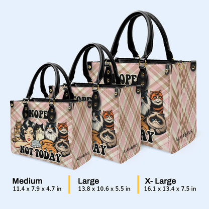 Non. Pas aujourd'hui ! Sac à main en cuir personnalisé pour les amoureux des chats - LL20