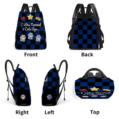 Personalized Leather Backpack - Custom Pet Names - "I Was Normal" Design - BP_CAT10